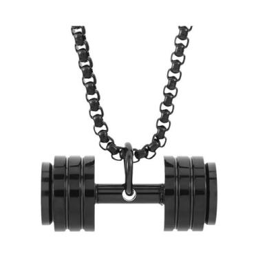 Imagem de Colar De Pingente De Halteres De Aço Titânio Unissex Punk Fitness Joia