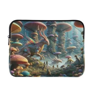 Imagem de Capa para laptop 13, 13,3, 14 polegadas explorando floresta de cogumelos à prova de choque capa protetora para notebook durável bolsa de transporte para computador