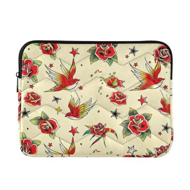 Imagem de Capa acolchoada para laptop retrô andorinhas à prova de choque capa protetora para notebook bolsas para laptop 15,6 polegadas