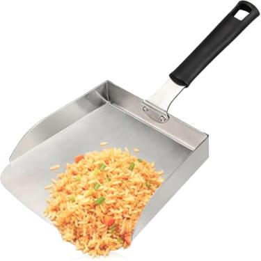 Imagem de Espátula de metal para grelhar, grande de aço inoxidável, pá, pá de alimentos para fritar, grelhar, cozinhar arroz, legumes e muito mais, acessórios para chapa Blackstone