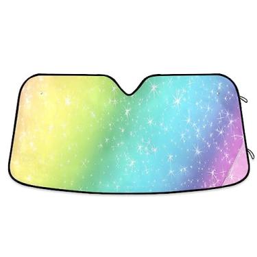 Imagem de Viseira de sol com glitter arco-íris para carro, persianas de carro para janelas dianteiras, proteção UV de carro, para SUV, para-sol de carro