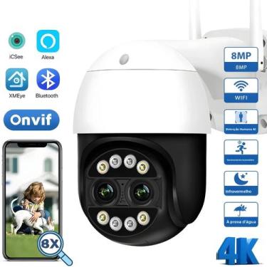 Imagem de Câmera PTZ WiFi 4K 8MP Com Zoom Digital 8X Detecção Por IA Câmera De V