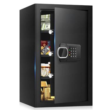 Imagem de Cofres domésticos grandes à prova de fogo à prova d'água, cofre pessoal de segurança resistente 6.1 Cuft com teclado digital e 3 prateleiras removíveis e luz LED, cofres de documentos à prova de fogo
