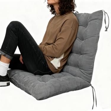 Imagem de Almofada de cadeira de encosto alto, almofadas de assento para cadeira de pátio ao ar livre, almofada de assento reclinável macia para cadeira de jardim com encosto para escritório, casa, cadeiras de