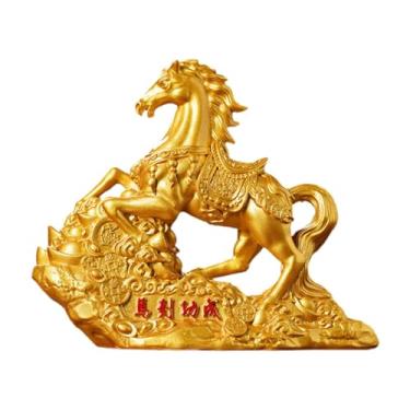 Imagem de WeiLaiKeQi Estátua de Cavalo em Resina, Escultura Decorativa para Casa, Miniatura de Cavalo, Enfeite de Mesa para Festas, Sala de Estar e Escritório, Ouro
