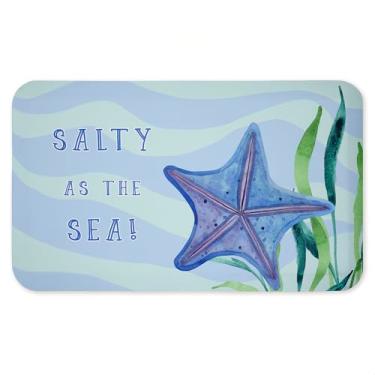 Imagem de Salty As The Sea Tapete antifadiga, ergonômico acolchoado para cozinha e tapete de pé com suporte antiderrapante, tapete confortável ecológico, design por Audrey Jeanne Roberts, 76 x 45 cm