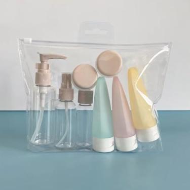 Imagem de 11 frascos de viagem divididos cosméticos spray toner shampoo gel de banho creme facial loção creme frasco de creme