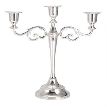 Imagem de GLOGLOW Itens Decorativos de Mesa Castiçal, Peça Central de Casamento de Metal para Decoração de Mesa de Jantar, Perfeito para Eventos e Arranjos Florais Vintage Romântico 3 Cabeças Nan