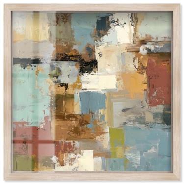 Imagem de Stone and Soil I Shadowbox Print Taupe Boho Wall Art por Art Remedy, moldura loira, 63 x 63 cm