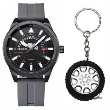 Imagem de Relógio Masculino Curren Luxo Esportivo Aço Inox + Chaveiro-Masculino