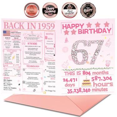 Imagem de Joycard Cartão de aniversário de 67 anos com envelope, decorações de aniversário de 67 anos para mulheres, presentes de aniversário de 67 anos para mãe, cartões de feliz aniversário para esposa de 67