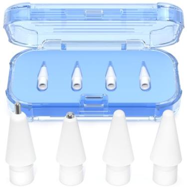 Imagem de AZF Pontas de substituição atualizadas para Apple Pencil Pro/USB-C/2ª geração/pontas de 1ª geração (com caixa de armazenamento), pontas de lápis de substituição de metal mistas resistentes ao desgaste