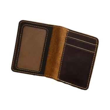 Imagem de Carteira Minimalista De Couro Genuíno Vintage Com Porta-Cartões E Jane