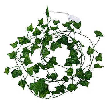 Imagem de Luz de Corda Rotângulo Folhas Batata Doce Simulada 2 2M 25 Pérolas Lâmpada Fio Cobre Brilho Constante Vinha Verdes Artificiais Iluminação Decoração Qu