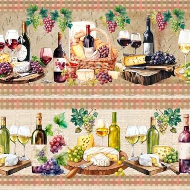 Imagem de Tecido Tricoline Digital Barrado Queijos e Vinhos 100% Algodão