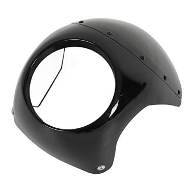 Imagem de Cryfokt Carenagem do Farol da Motocicleta Superfície Lisa Pára- Anti-envelhecimento para Faróis Redondos de 7 Polegadas Ajuste Universal, ABS Preto Tampa do Farol da Motocicleta Frontal para (Preto