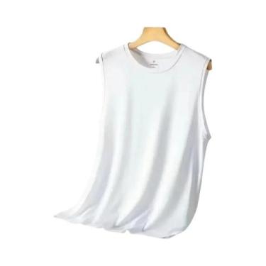 Imagem de Camiseta Regata Masculina Leve De Seda Gelada Com Malha Para Esportes 