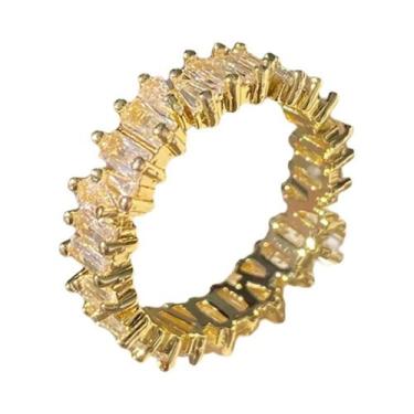 Imagem de Anel De Noivado Feminino Banhado a Ouro 18K Com Zircônia Cúbica Baguet