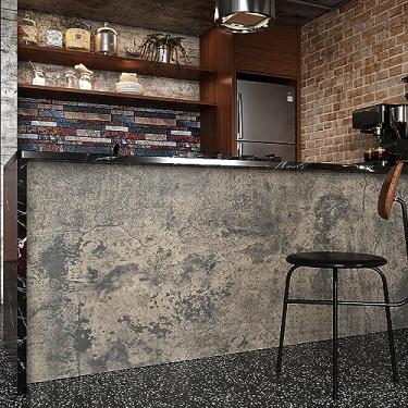 Imagem de VEELIKE Papel de parede de concreto envelhecido antigo descasque e cole para quarto, banheiro, papel de parede texturizado, papel de parede de cimento removível, 40 cm x 30 cm, papel de contato de concreto autoadesivo para parede e sala de estar
