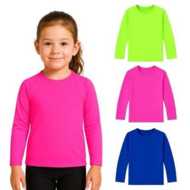 Imagem de Kit 3 Camisetas Manga Longa Infantil Menina Proteção Solar Praia-Feminino
