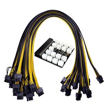Imagem de FULNES Kits de placa breakout de módulo de alimentação com 12 peças, 17 peças, 18 AWG, 6 pinos para 6 + 2 cabos de alimentação de 8 pinos para placa de vídeo HP 1200W 750W PSU (dourada)
