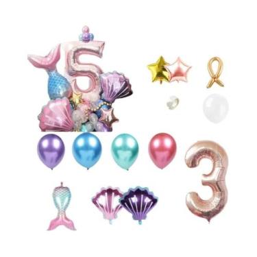 Imagem de Balões Em Forma De Cauda De Sereia Em Ouro Rosa, Conjunto De 33 Peças 