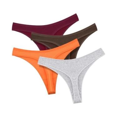 Imagem de Conjunto De 4 Calcinhas De Algodão Sem Costura De Cintura Baixa Sexy P