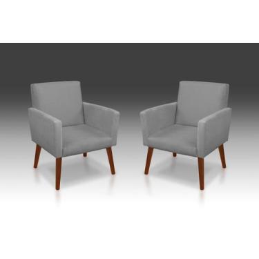 Imagem de Kit 02 Poltrona Nina Suede Cinza Claro-Modena Decor  - CASA DA POLTRON