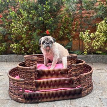 Imagem de Caminha Pet de Vime para Cães e Gatos - Tamanho Grande com Almofada Im