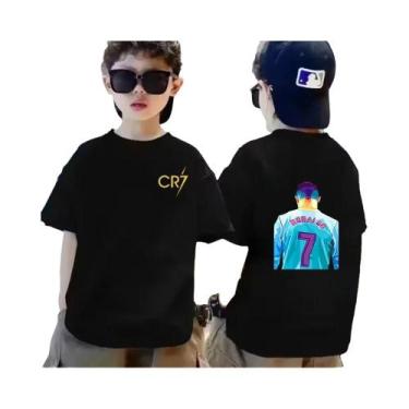 Imagem de Camiseta De Algodão Respirável Para Meninos Verão CR7 Estampa Legal Mo