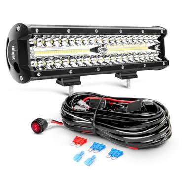 Imagem de Nilight ZH411-A 30 cm 300 W combo de ponto de inundação com fileira tripla de 3000 LM luzes de LED off-road para caminhões com kit de fiação 16 AWG