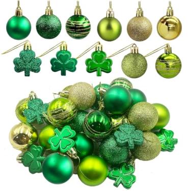 Imagem de Conjunto de enfeites de trevo para decoração de dia de São Patrício, 31 peças, trevo de boa sorte, enfeites de bola pendurados para primavera, dia irlandês, dia de São Patrício, casa, mesa, árvore