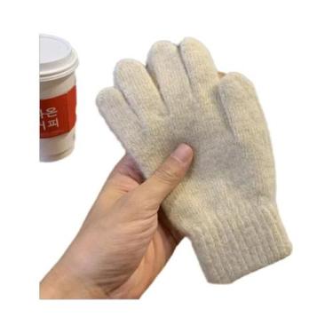Imagem de Luvas De Lã Tricotadas Em Cashmere Para Mulheres, Quentes Para O Inver