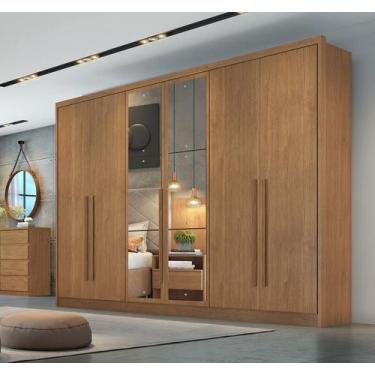 Imagem de Guarda Roupa Casal Com Espelho 6 Portas 6 Gavetas - Robust -Cumaru - M