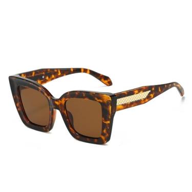 Imagem de Óculos de Sol UV400 - Cores Candy com Lentes Degradê Transparentes Estilo Punk para Homens e Mulheres, Ideal para Esportes ao Ar Livre, Corrida e Ciclismo, Estampa de Leopardo