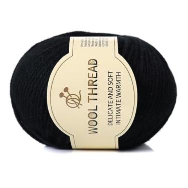 Imagem de 4 camadas 70% fio de lã 109 jardas novelo para cachecóis, chapéus, suéteres de tricô e crochê (preto)