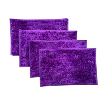 Imagem de Tapetes de Bolinha em Microfibra Super Macio 38x58cm para Banheiro Quarto e Cozinha (4, Roxo)