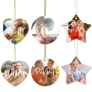 Imagem de Enfeite de foto de Natal de dupla face personalizado - conjunto de enfeites de imagem personalizada 2025, presente de memorial para casais e família, decoração de casa para pendurar em árvore (redonda