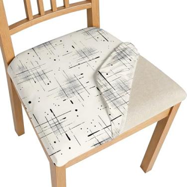 Imagem de BVBOX Conjunto de 4 capas de assento para cadeiras de sala de jantar elásticas multiestilos capas de cadeira de jantar laváveis e removíveis (textura abstrata moderna, conjunto com 4)