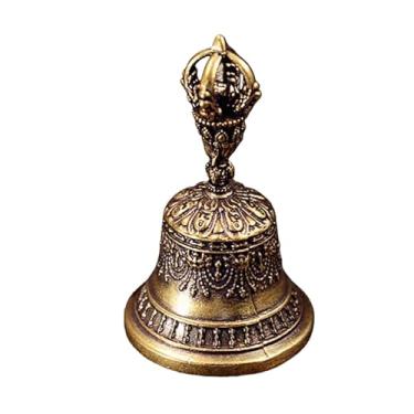 Imagem de Sino de vento de metal artesanal de bronze vintage, sino de latão com padrão de diamante clássico, decoração de parede requintada, para decoração de casa e escritório, presente criativo exclusivo