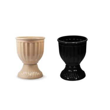 Imagem de 2 Vasos Estilo Romano Decoração Festa Acrílico 13cm X 18cm (NÓS MOSCADA E PRETO)