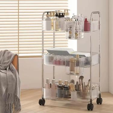 Imagem de Carrinho Organizador com Rodinhas – Carrinho Multiuso com Rodinhas Transparente, Estante Organizadora com Prateleiras, Ideal para Banheiro, Lavanderia, Bebê e Cosméticos