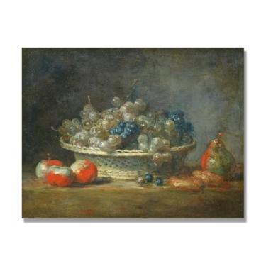 Imagem de NHLDZYH Vintage Fruta Ainda Vida Tela Retro Frutas Motivo Estilo Country Decoração de Parede para Cozinha e Sala de Jantar. A81. 80 x 105 cm. Apenas Tela