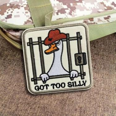 Imagem de Patch de ganso de caubói, remendos bordados meme engraçados, remendo tático de moral militar com gancho na parte de trás, acessórios bonitos para mochilas, coletes, jaquetas, jeans, chapéus