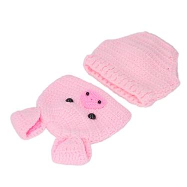 Imagem de Naroote Trajes Fotográficos de Animais Fofos para Bebês, Roupas de Linha de lã Não Abrasiva para Sessões de Fotos Memoráveis ​​para Bebês de 0 a 3 Meses de Algodão (Rosa)