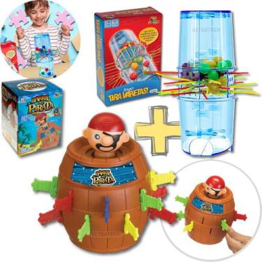 Imagem de Kit Com Jogo Pula Pirata Barril + Jogo Tira Varetas Diversão Garantida