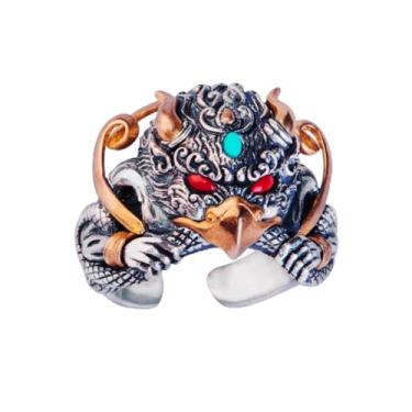 Imagem de Zyuzles Anel punk gótico de coruja, totem de coruja, joias de mitologia grega, anel de cobre ajustável, anel de pássaro retrô, joia de presente para homens e mulheres