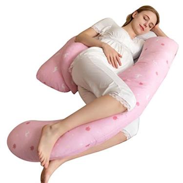 Imagem de Travesseiro de gravidez, travesseiro de corpo inteiro removível em forma de U 2 em 1 para suporte de maternidade, travesseiro de dormir para mulheres grávidas