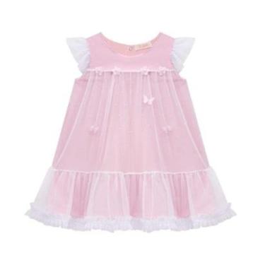 Imagem de Vestido Bebê Tule Jardim Encantado Rosa Claro Kukiê-Feminino