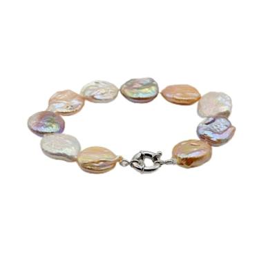 Imagem de Colar de declaração com pingente de pérolas barrocas arco-íris conjunto de colar feminino pulseira pérola natural prata forma moeda branco rosa roxo cor joia de casamento, Necklace 45cm, Ágata